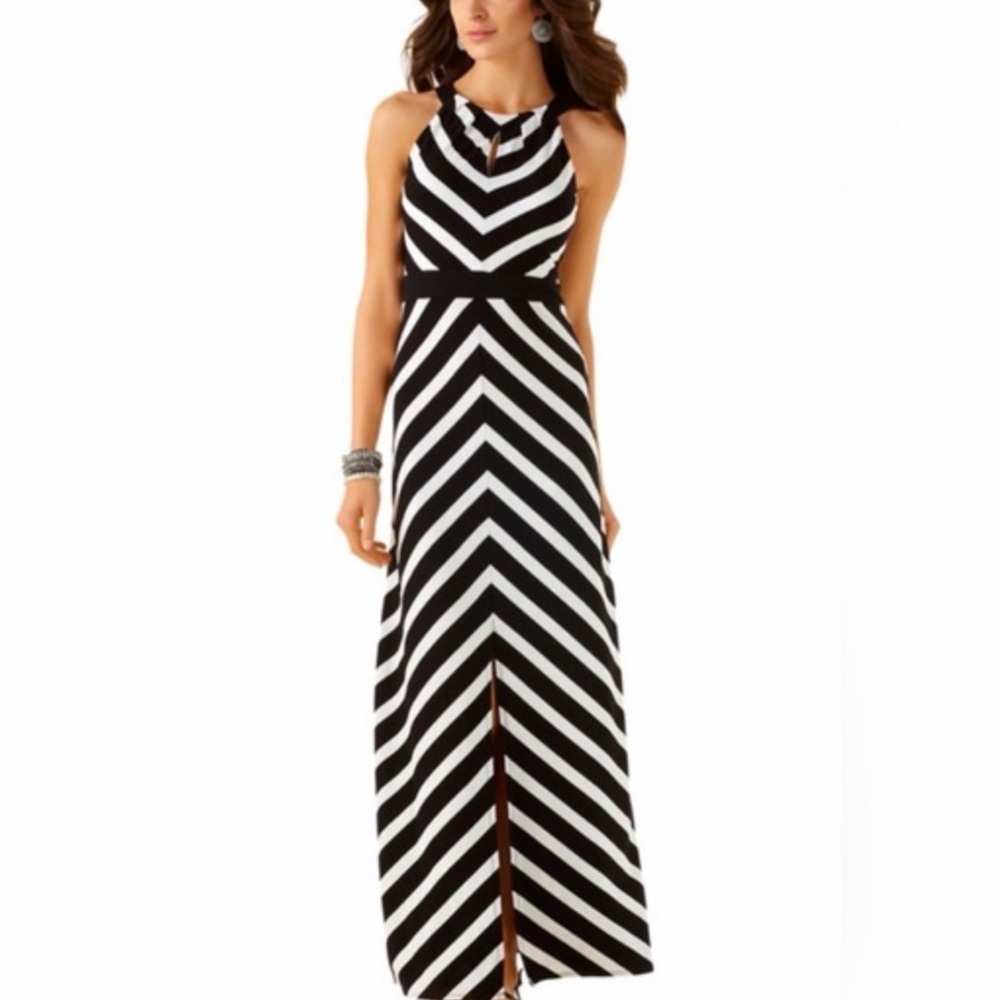 White House Black Mkt - Black&White Halter Maxi Sundress for Night Out